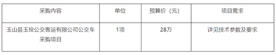 28萬元，玉山縣公交車采購項(xiàng)目(圖1)